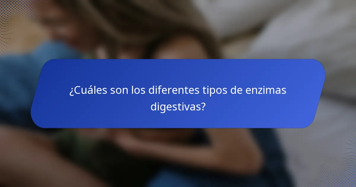 ¿Cuáles son los diferentes tipos de enzimas digestivas?